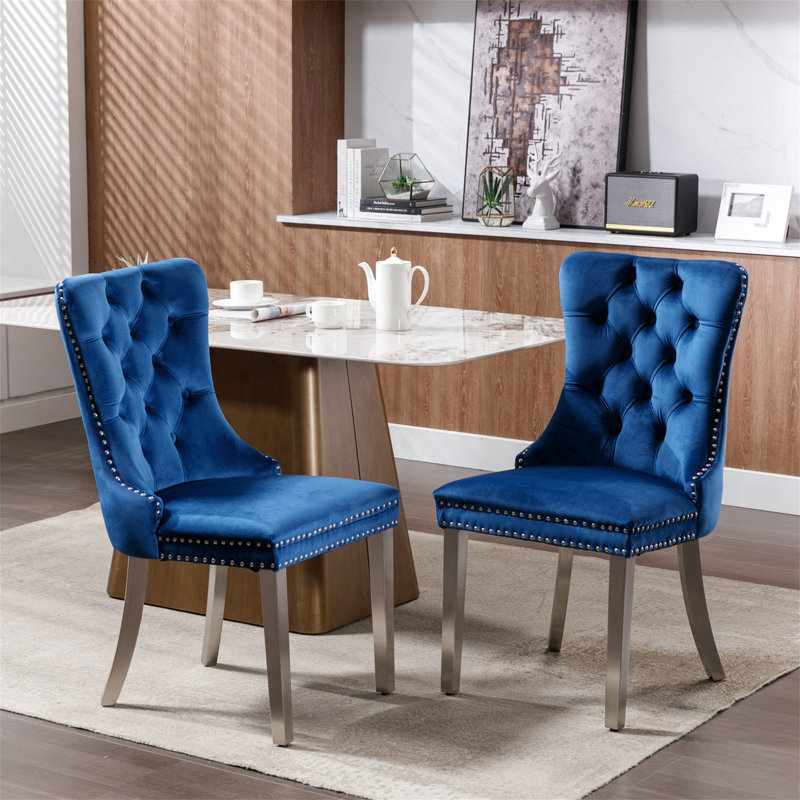 Dining Chair (No Including Dining Table), Silver, Blue