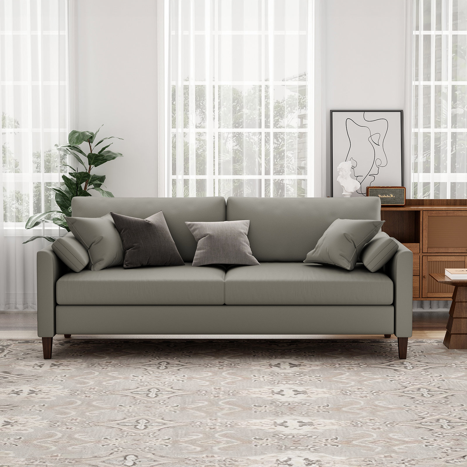 Pepperfry leather online sofa