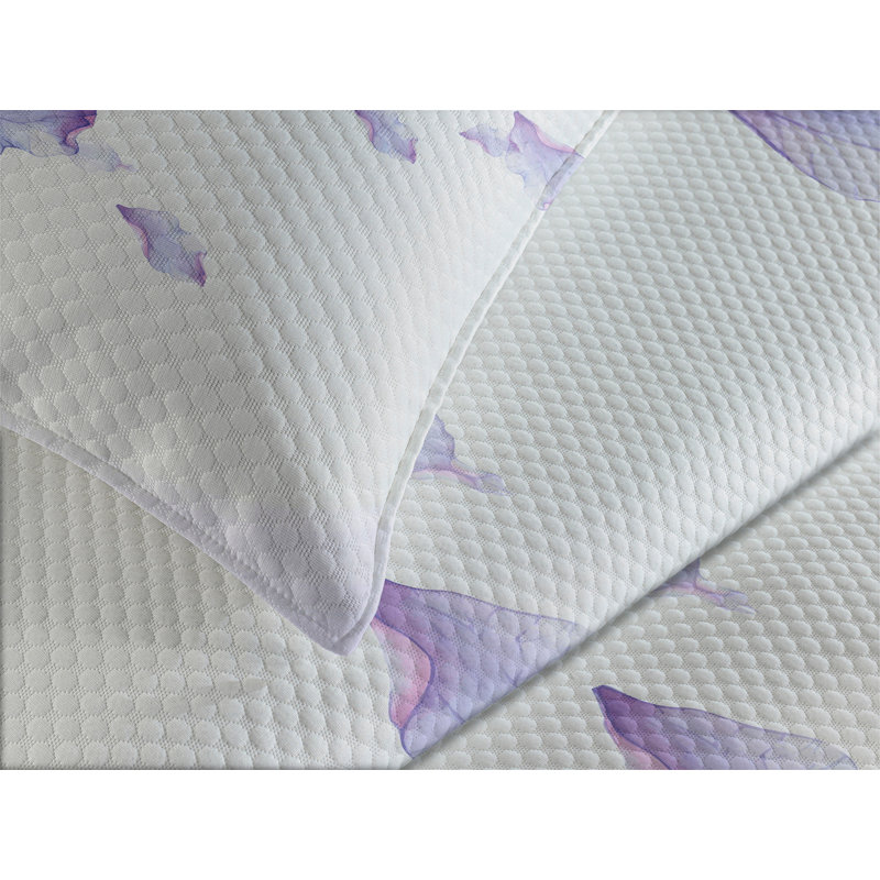 King Size Pink and Lilac Abstract Floral Bedspread Set