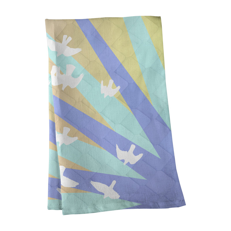 Tea Towel Kitchen Towel, Poly Twill, Purple/Yellow