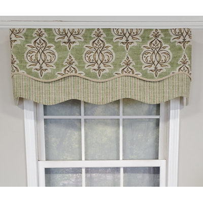 Jenna Cotton Blend Damask Scalloped Window Valance