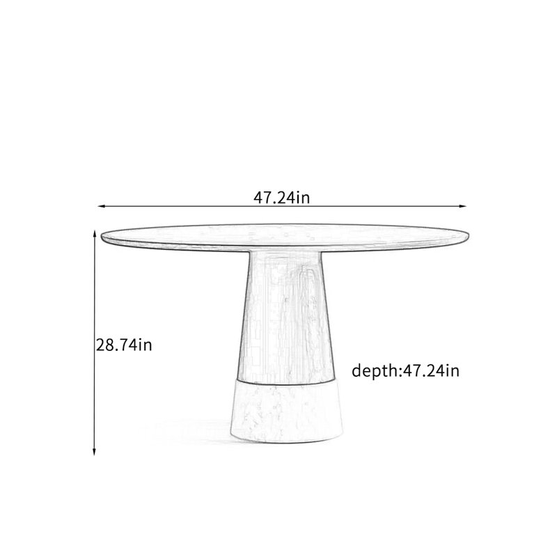 Round Dining Table with Durable Features., 28.74"H x 47.24"L x 47.24"W