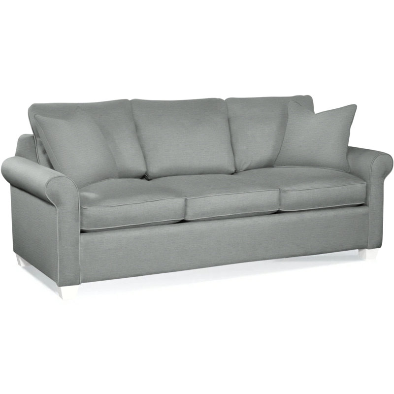 Park Lane Sofa, Frost White Finish, Blue Chenille/Velvet Solid; 0913-61