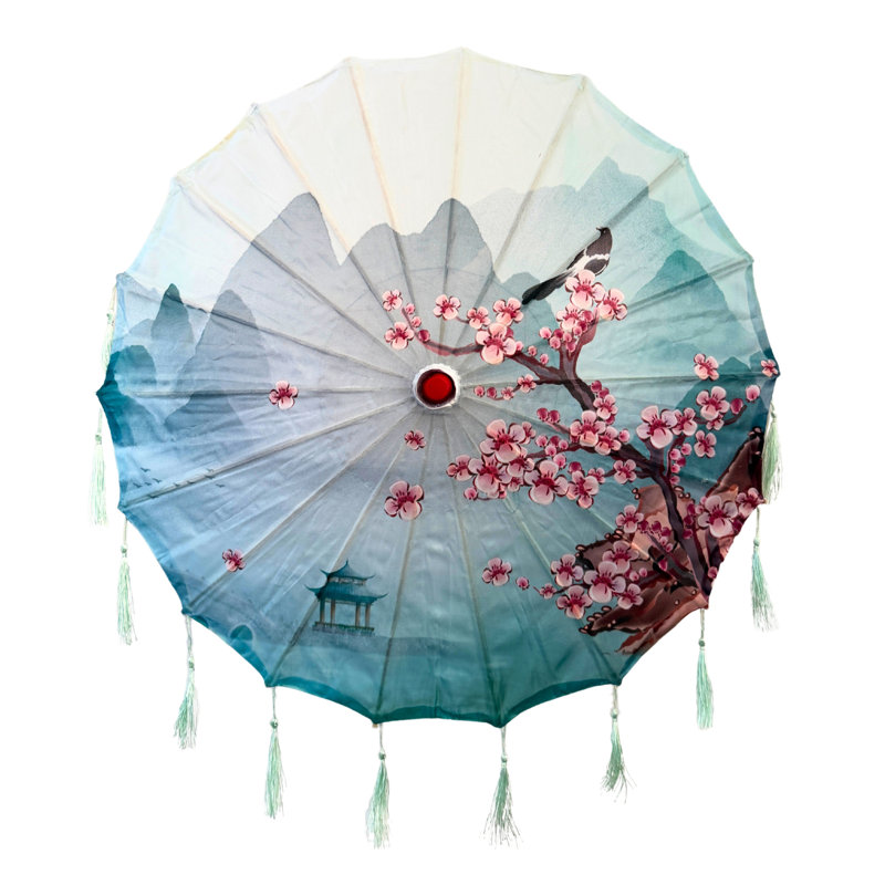 Parasol en soie 33 po Classic Asian, Blue Moutains