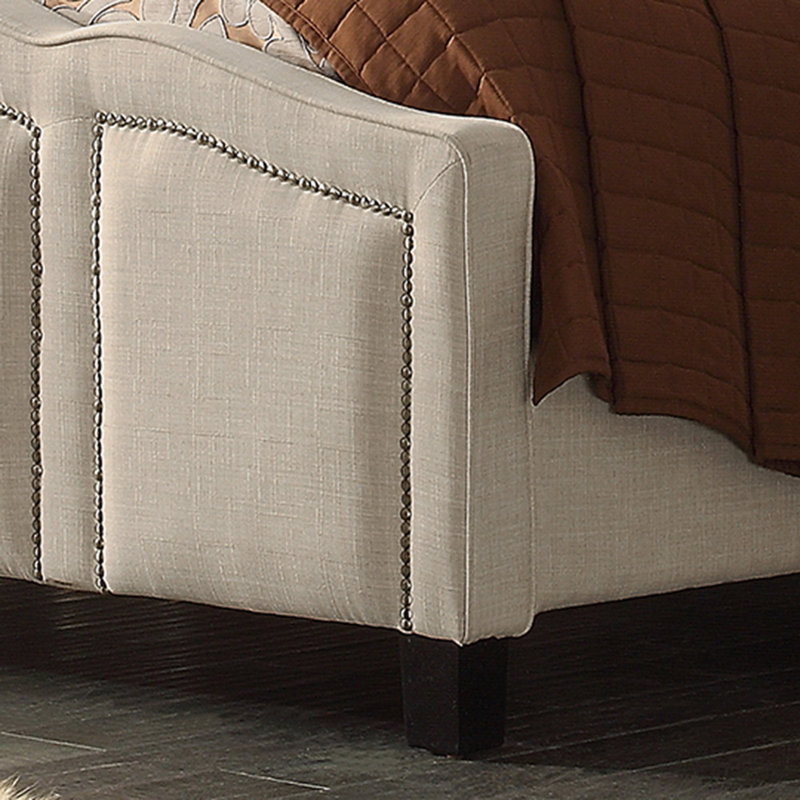 Grand lit tapissier standard Borkowski, Lin - beige