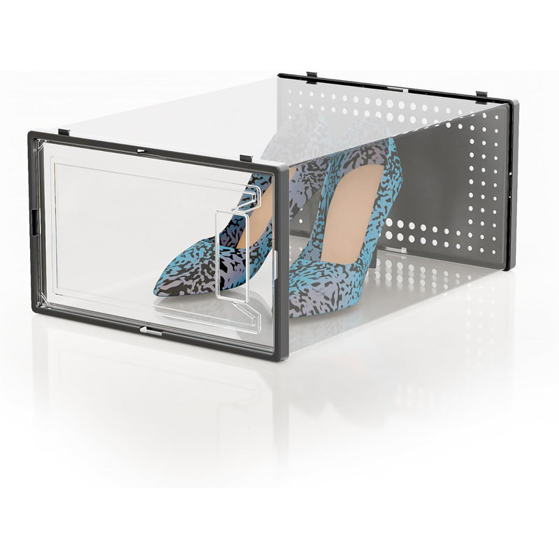 Paquet de 12 boîtes de rangement pour chaussures très grandes en plastique transparent, boîtes à chaussures modulaires empilables avec couvercles, vitrine de rangement pour chaussures peu encombrante