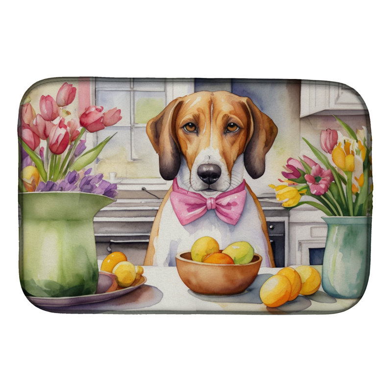 Decorating Easter American Foxhound Dish Drying Mat
