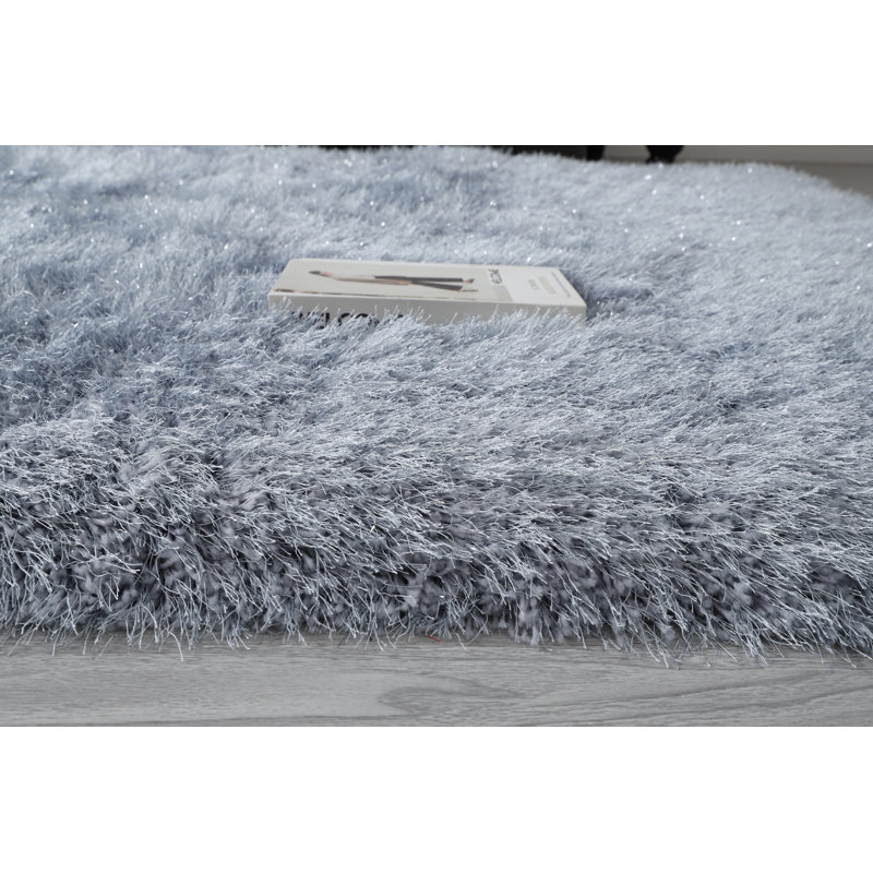 Tapis à poil long gris Gunhwat, Rectangle 8 pi x 10 pi