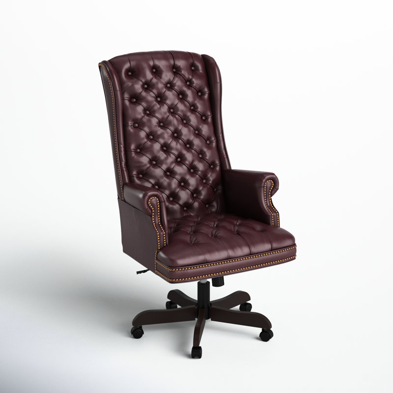 High Back Traditional Tufted LeatherSoft Executive Swivel Ergonomic Office Chair, Burgundy