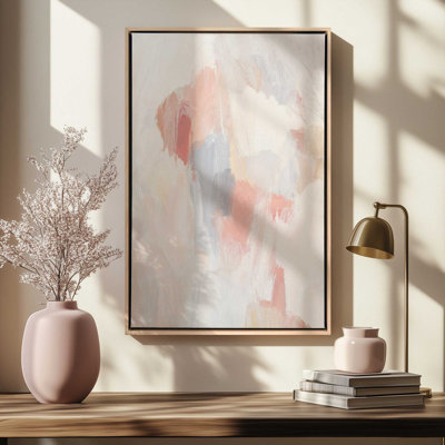 «Soft Blush and Cream Abstract II», reproduction sur toile dans un cadre