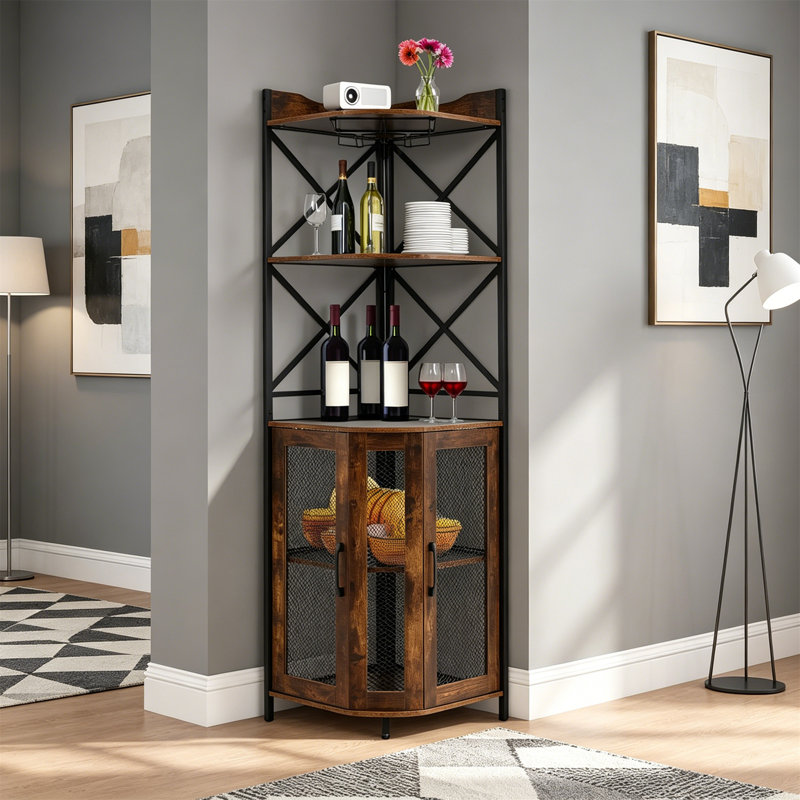 Wine Bottle & Glass Rack Black,Brown