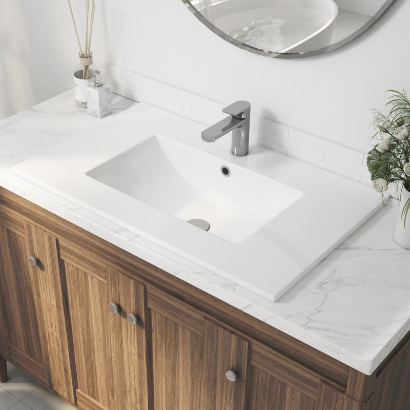  Tucson 30" W x 18.25" D Vitreous China Single Bathroom Vanity Top Sink in White (Sink Only, No Vanity), Single