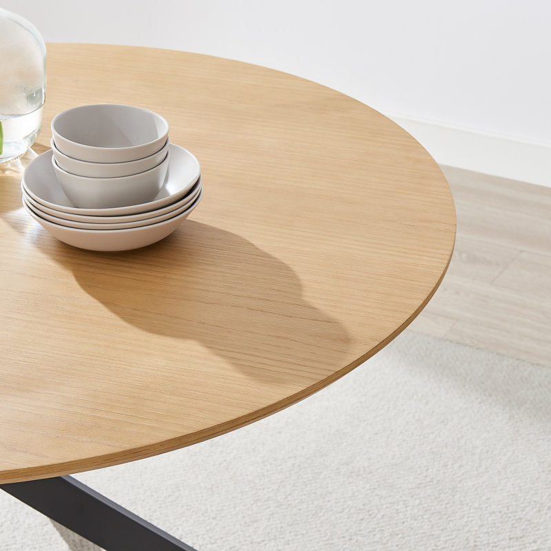 Bernell Round Dining Table, 75cm H x 120cm L x 120cm W, Oak Wood