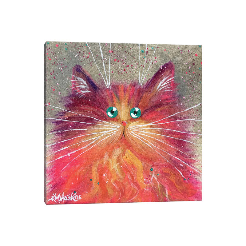 Pink And Gold Floof by Kim Haskins - Wrapped Canvas Print, 31cm H x 31cm W x 1.9cm D