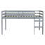 Lit mezzanine double en bois d'hévéa avec échelle, peu encombrant, robuste et durable, idéal pour la chambre d'enfant, finition grise-979055816