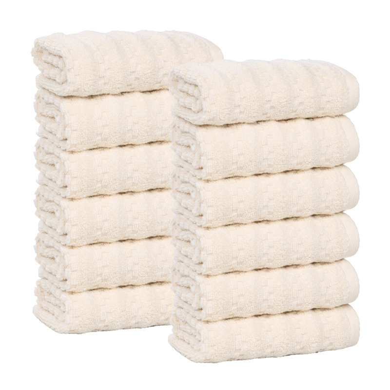 Zuma Zero Twist Cotton Medium Weight Face Towels Washcloths, Ivory