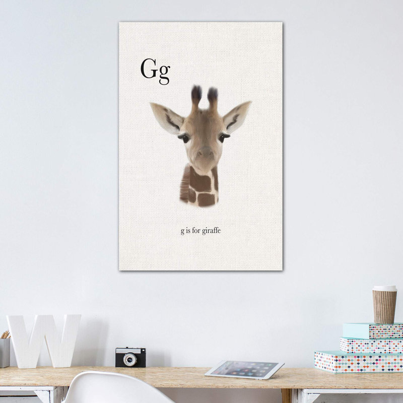 Décoration murale pour enfants G Is for Giraffe, H 48 po x l 32 po x P 1,5 po, Toile tendue