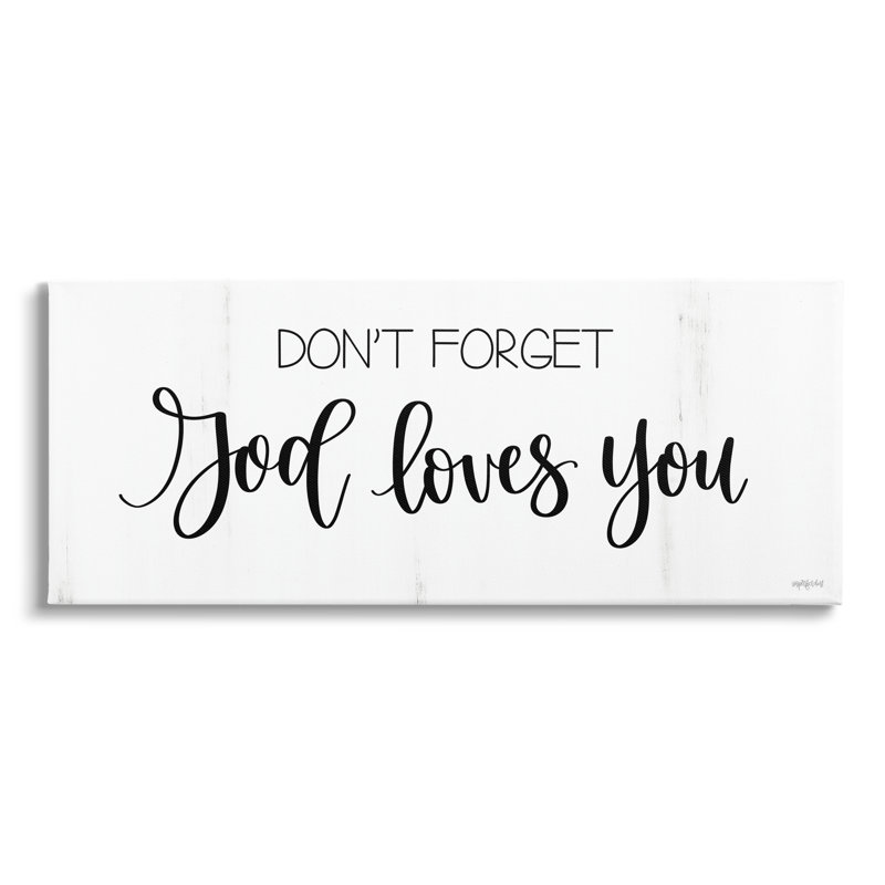 «God Loves You Spiritual Calligraphy Script», art mural tendu sur toile par imperfect Dust, Toile tendue, L 24 po x H 10 po