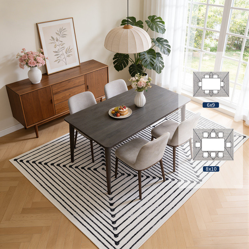 Tapis lavable à la machine Modern Modern, Rectangle 8 pi x 10 pi
