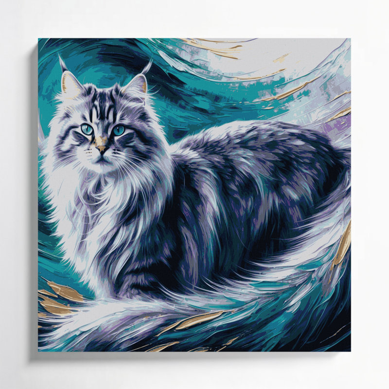 «Cats Siberian Blue», art mural sur toile, H 32 po x l 32 po