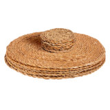 Argon Tableware - Round Woven Typha Placemats & Coasters Set - 12 Pieces