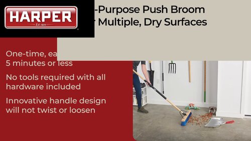 Harper 20201043 24 in. Indoor Smooth-Surface Push Broom with Flagged  Bristles, Sand, Saw Dust, Wood Shavings and Pet Hair