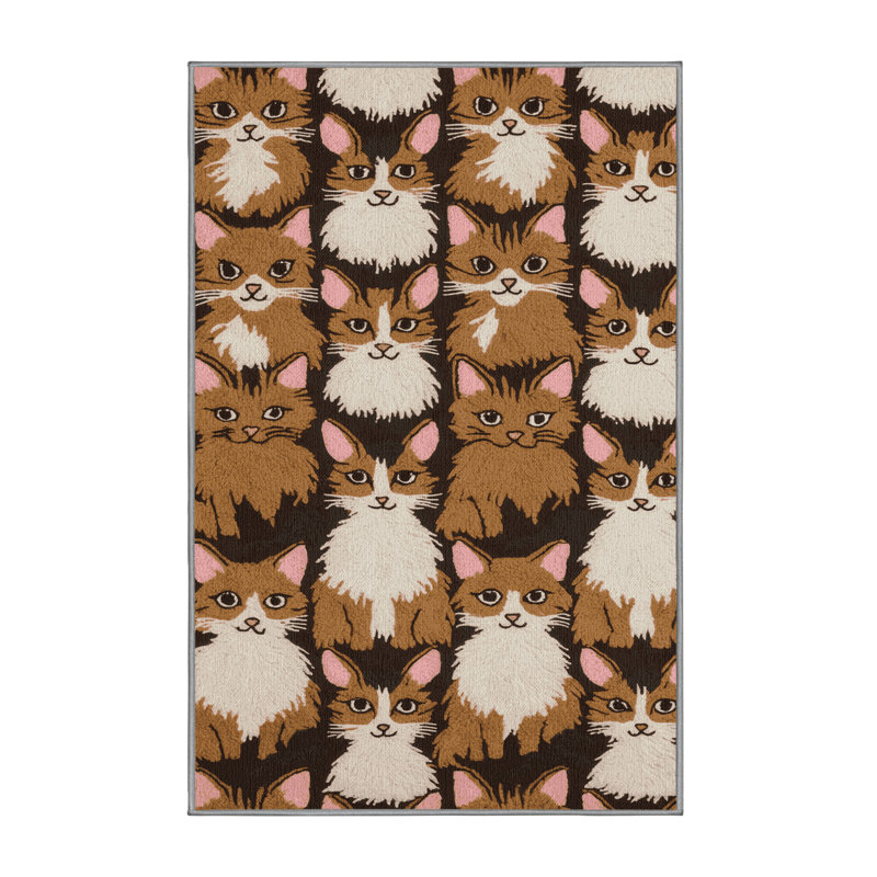  Washable Munchkin Cats Area Rug, Rectangle de 5 pi x 8 pi