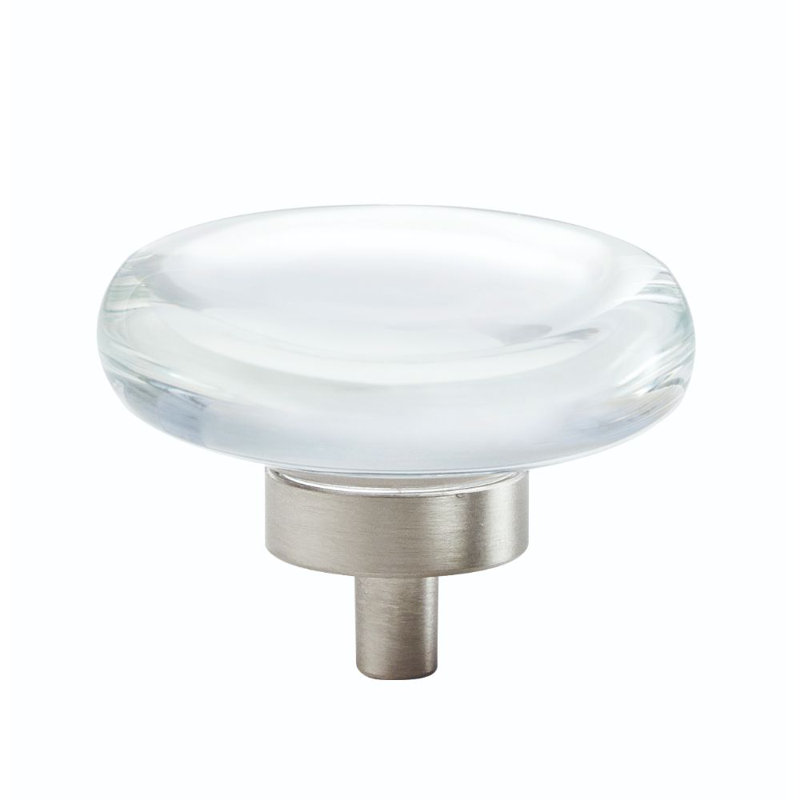 Poignée champignon surdimensionnée de 1 3/4 po de diamètre Glacio, Cristal transparent / nickel satiné