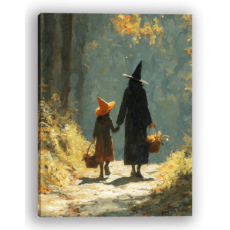 «Witches Walking in Autumn Forest», art mural sur toile
