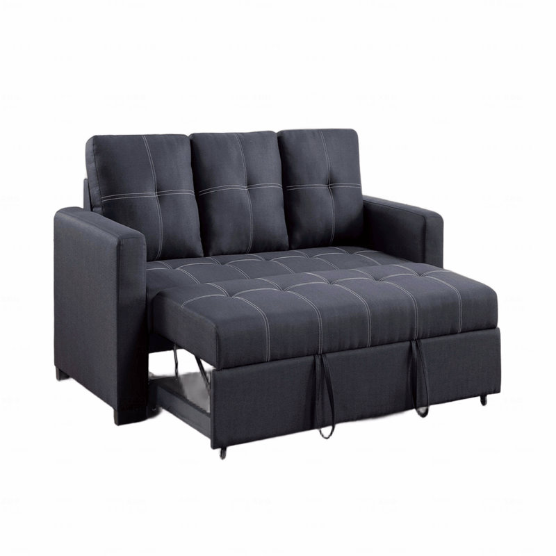Canapé modulaire, canapé-lit, canapé-lit capitonné en polyfibre noir