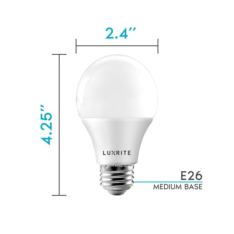 Luxrite 60 Watt Equivalent A19 E26/Medium (Standard) Dimmable 4000K LED  Bulb