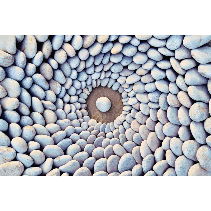 " Stone Stack, Rocks Pebbles In Circle ", 24" H x 36" W x 1.5" D