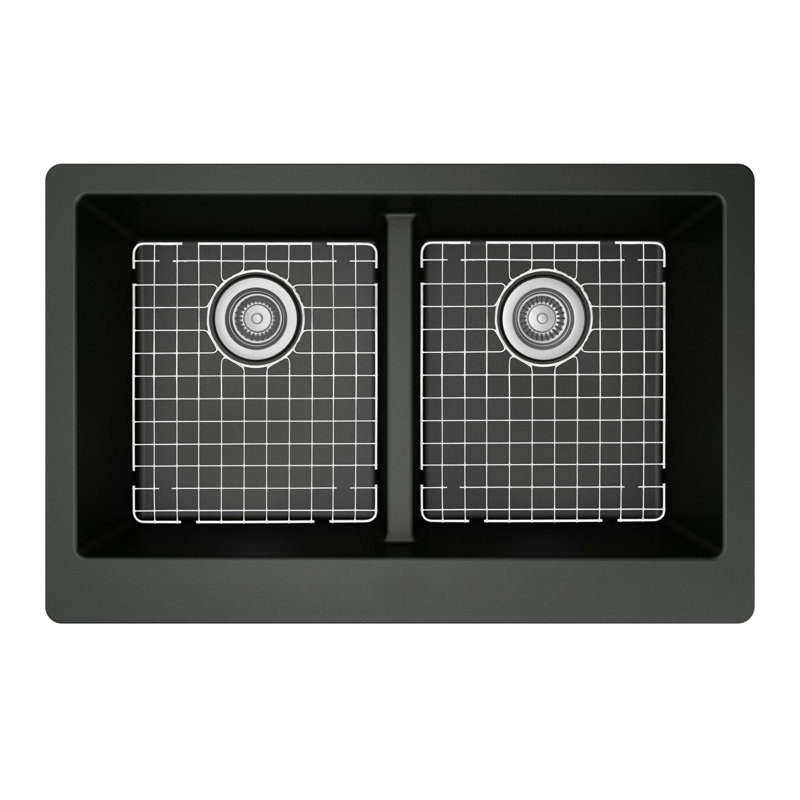 Évier de cuisine Karran Quartz, Noir mat, Acier inoxydable
