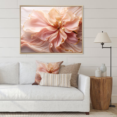 Liquid Flower Art Tender White And Light Pink - Abstract Shapes Canvas Print