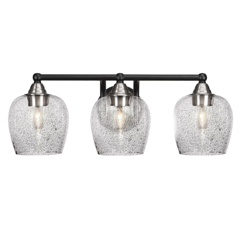 Michell 3-Light Bath Bar, Smoke Bubble, Matte Black/Brushed Nickel