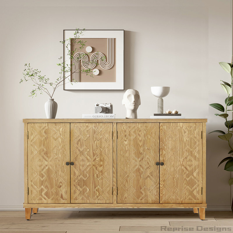 Buffet 59 po en bois avec 4 portes