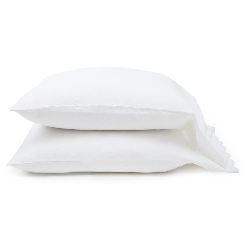 Kelly Linen Pillow Case, Standard Pillowcase Pack, White