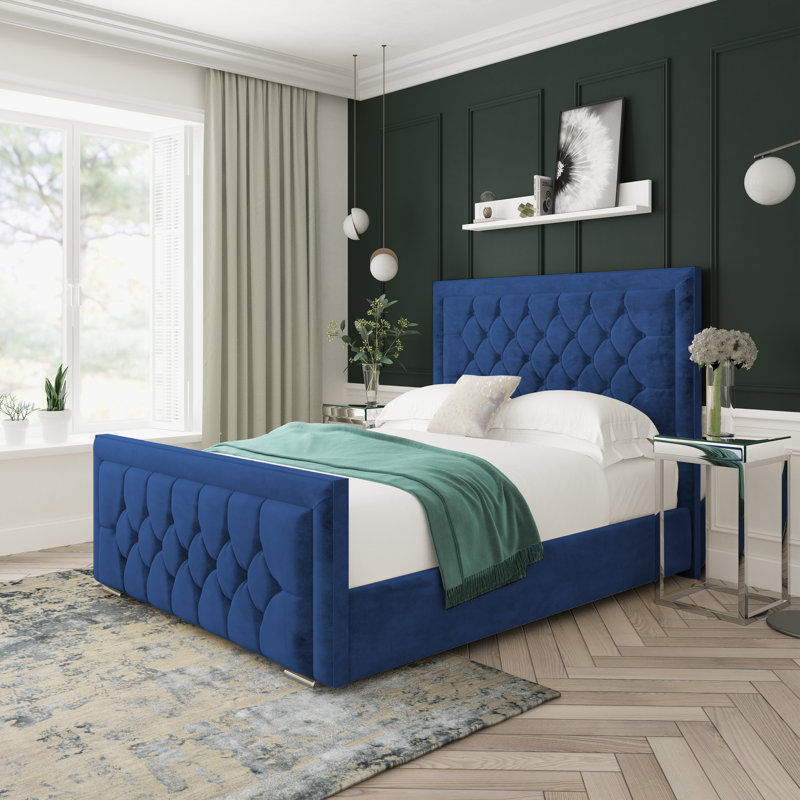 Upholstered Bed, Blue, Kingsize (5')