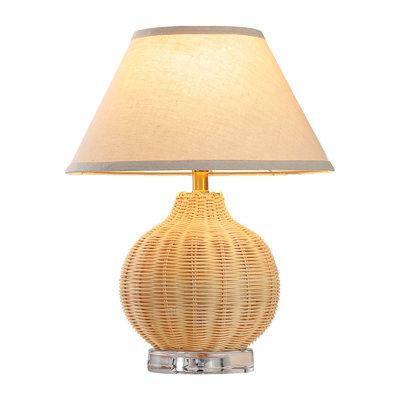 Wicker/Rattan Table Lamp with Fabric Shade