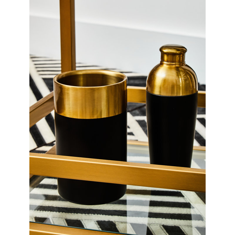 Aldrin Gold Finish And Black Cocktail Shaker, Gold/Black