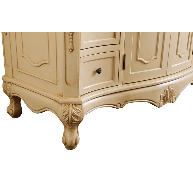 Lunette 48'' Single Bathroom Vanity with Top, Light Antique Beige, Ivory White