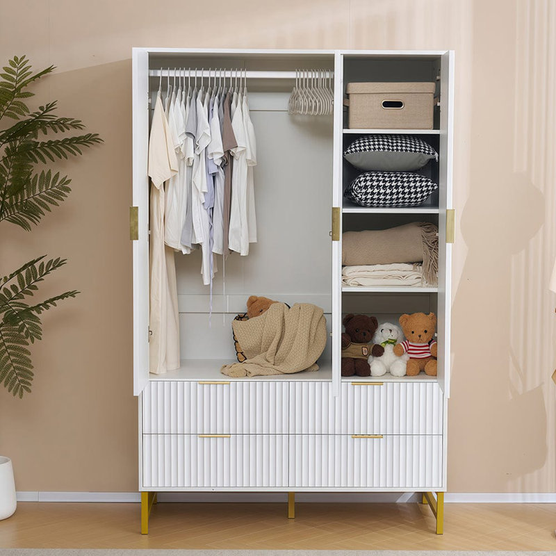 3 Door Manufactured Wood Wardrobe, White