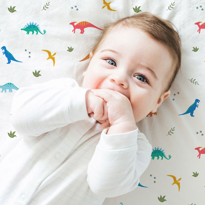 Wildkin 100% Cotton Fitted Crib Sheet – Soft & Breathable Fitted Sheet - Jurassic Dinosaurs 