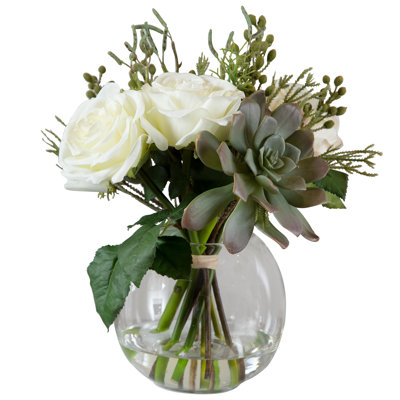 13 " Faux Rose and Mixed Assortment in Vase
