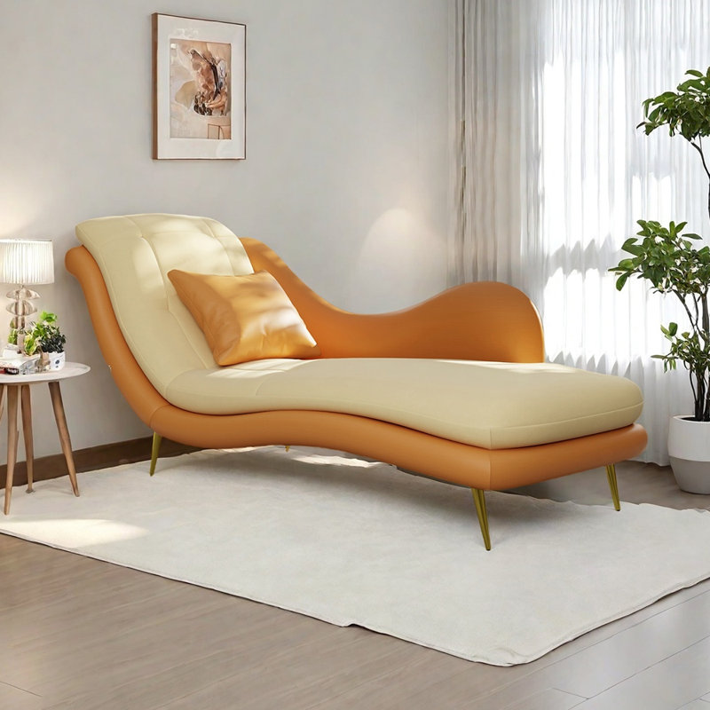 Chaise longue Robichaux , Orienté à gauche (vu de face), Orange/Beige