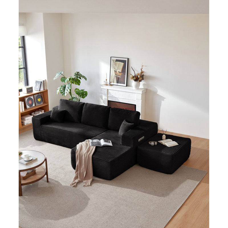 Canapé modulaire spacieux en tissu moelleux, canapé moderne en forme de U pour la maison