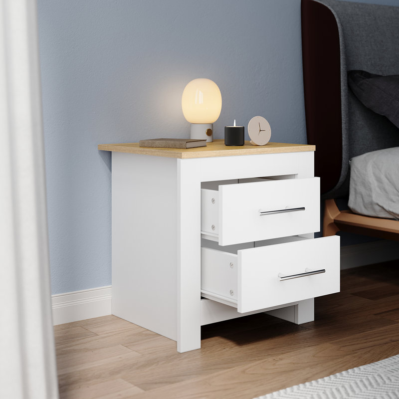 Sreeja 45cm W Manufactured Wood Bedside Table, White