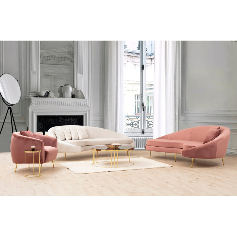 Canapé rembourré 100,4 po Monaco, Rose 100 % polyester