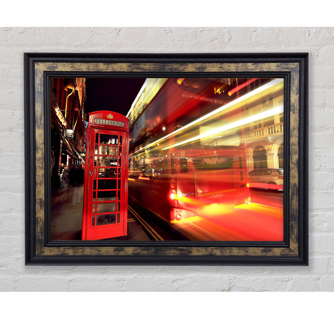 London Red Night Bus Blur - Einzelner Bilderrahmen Kunstdrucke