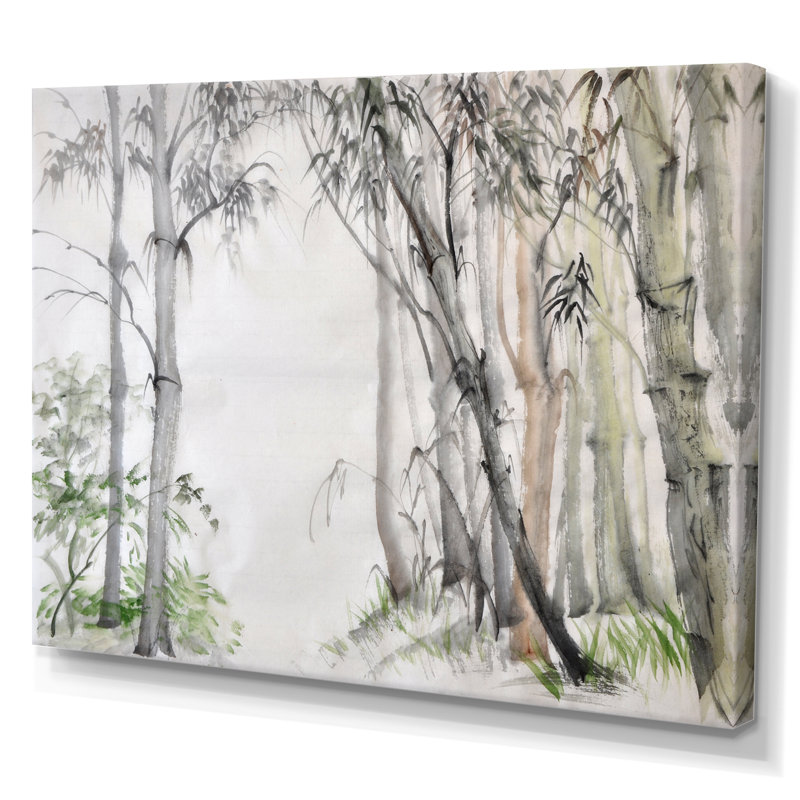 Forêt de bambou chinois - reproduction de cadre photo sur toile, H 12 po x l 20 po x P 1 po, Toile tendue
